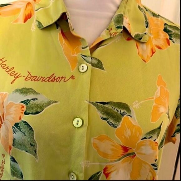 Harley-Davidson Tori Richard Collab Vintage Silk Button up Hawaiian Shirt - Picture 2 of 6